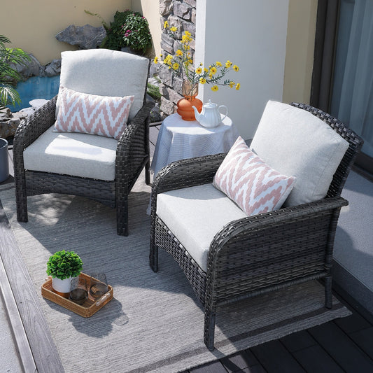 Ensemble de 2 chaises de jardin en rotin et osier HOOOWOOO