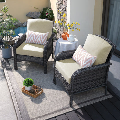Ensemble de 2 chaises de jardin en rotin et osier HOOOWOOO