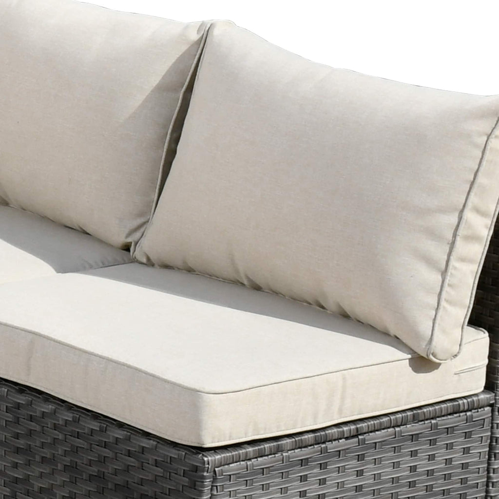 Ensemble de jardin sectionnel en rotin HOOOWOOO 6 pièces avec table et foyer