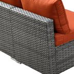 Ensemble de jardin sectionnel en rotin HOOOWOOO 6 pièces avec table et foyer