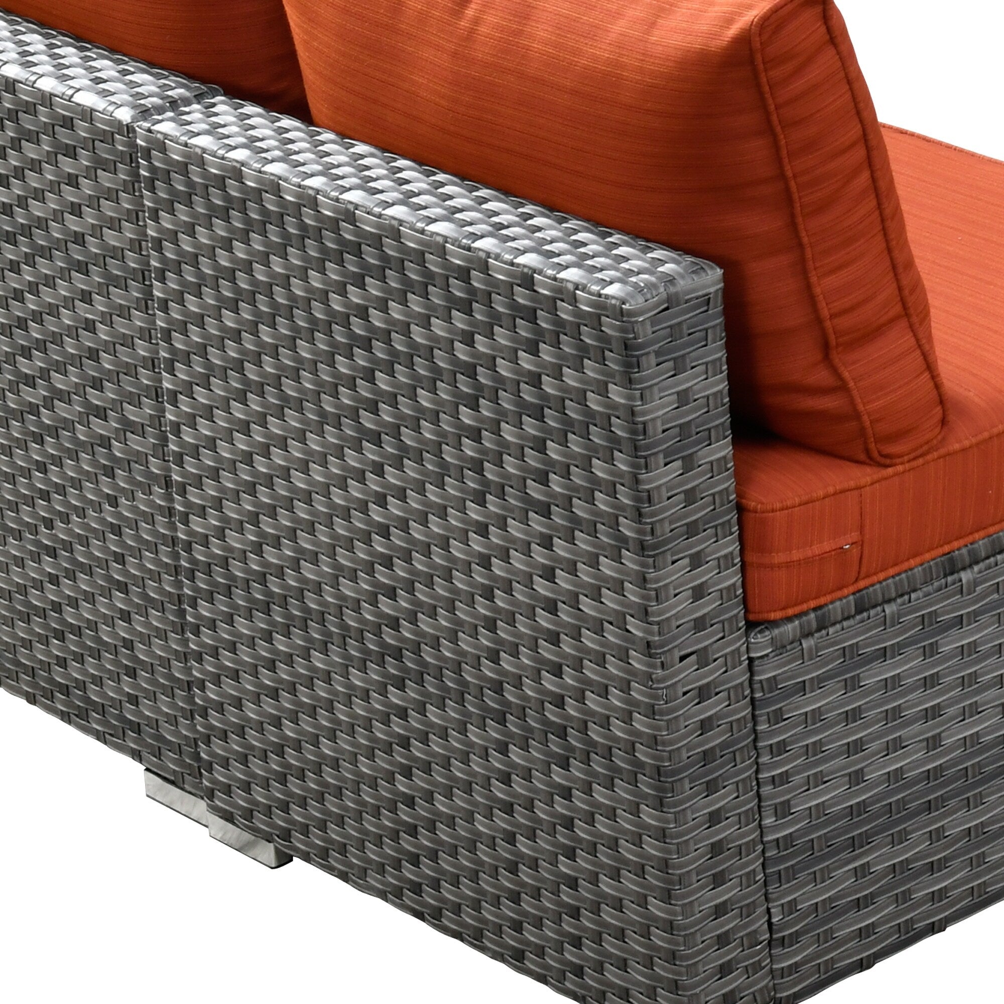 Ensemble de jardin sectionnel en rotin HOOOWOOO 6 pièces avec table et foyer