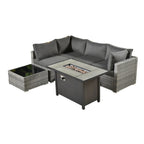 Ensemble de jardin sectionnel en rotin HOOOWOOO 6 pièces avec table et foyer