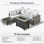 Ensemble de jardin sectionnel en rotin HOOOWOOO 6 pièces avec table et foyer
