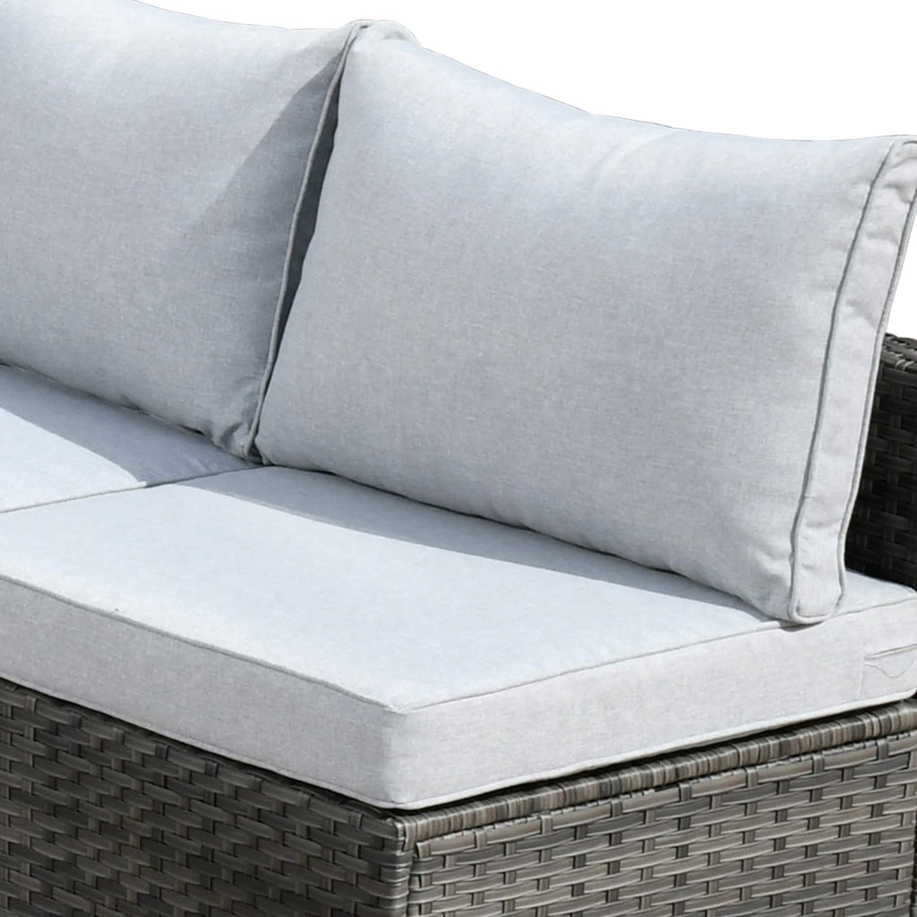 Ensemble de jardin sectionnel en rotin HOOOWOOO 6 pièces avec table et foyer