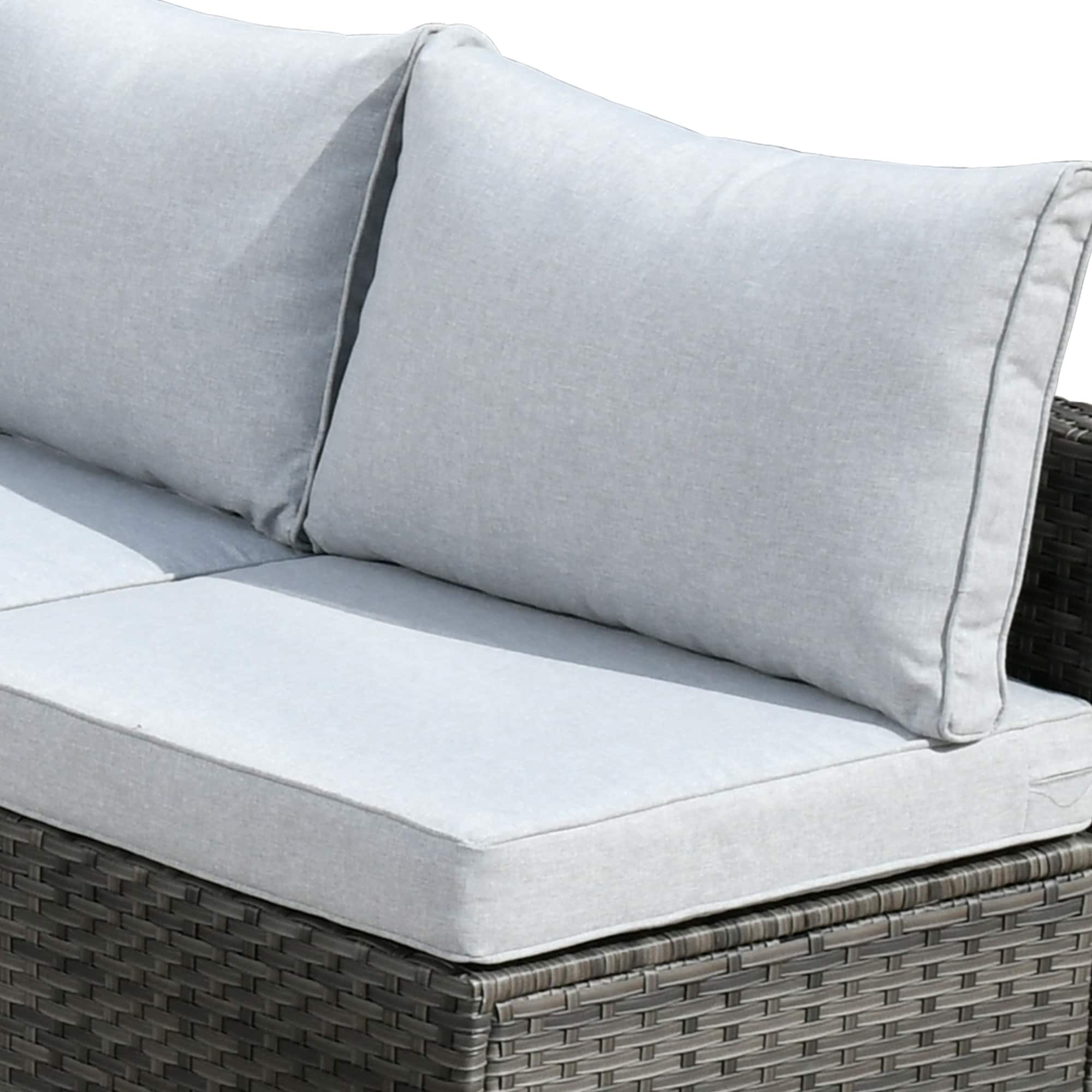 Ensemble de jardin sectionnel en rotin HOOOWOOO 6 pièces avec table et foyer