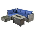 Ensemble de jardin sectionnel en rotin HOOOWOOO 6 pièces avec table et foyer
