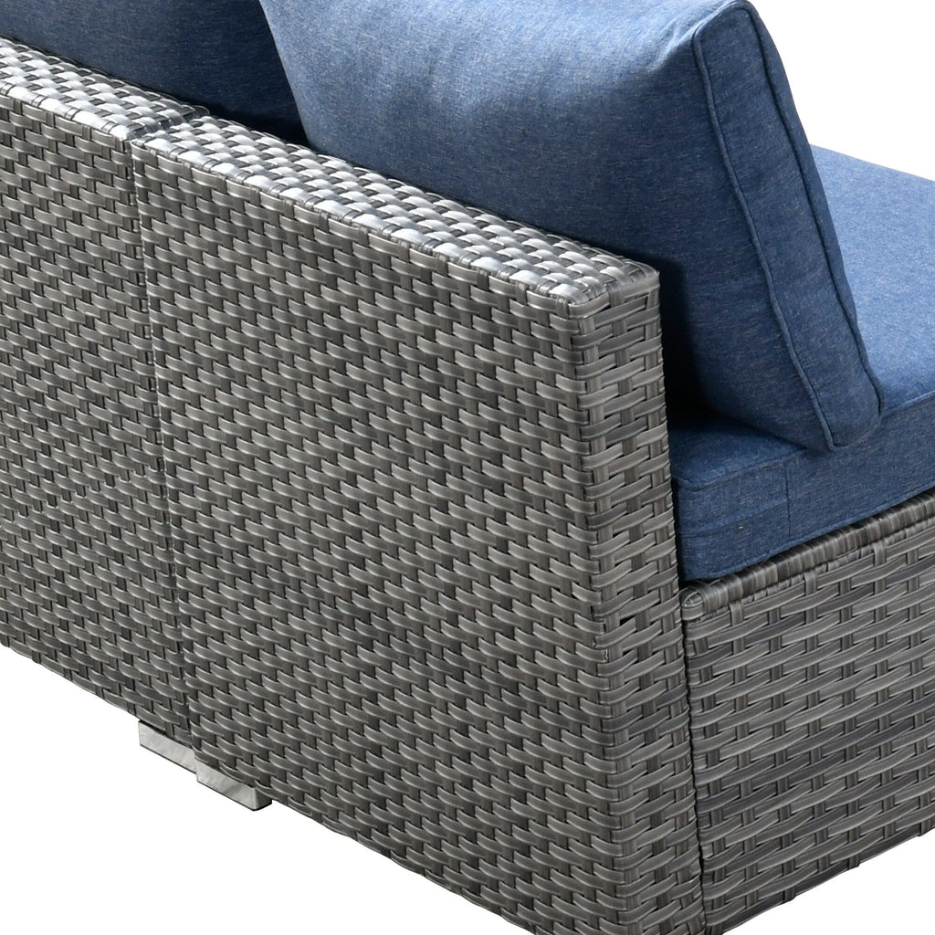 Ensemble de jardin sectionnel en rotin HOOOWOOO 6 pièces avec table et foyer