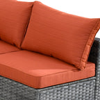 Ensemble de jardin sectionnel en rotin HOOOWOOO 6 pièces avec table et foyer