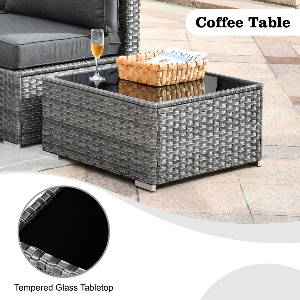 Ensemble de jardin sectionnel en rotin HOOOWOOO 6 pièces avec table et foyer