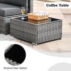 Ensemble de jardin sectionnel en rotin HOOOWOOO 6 pièces avec table et foyer