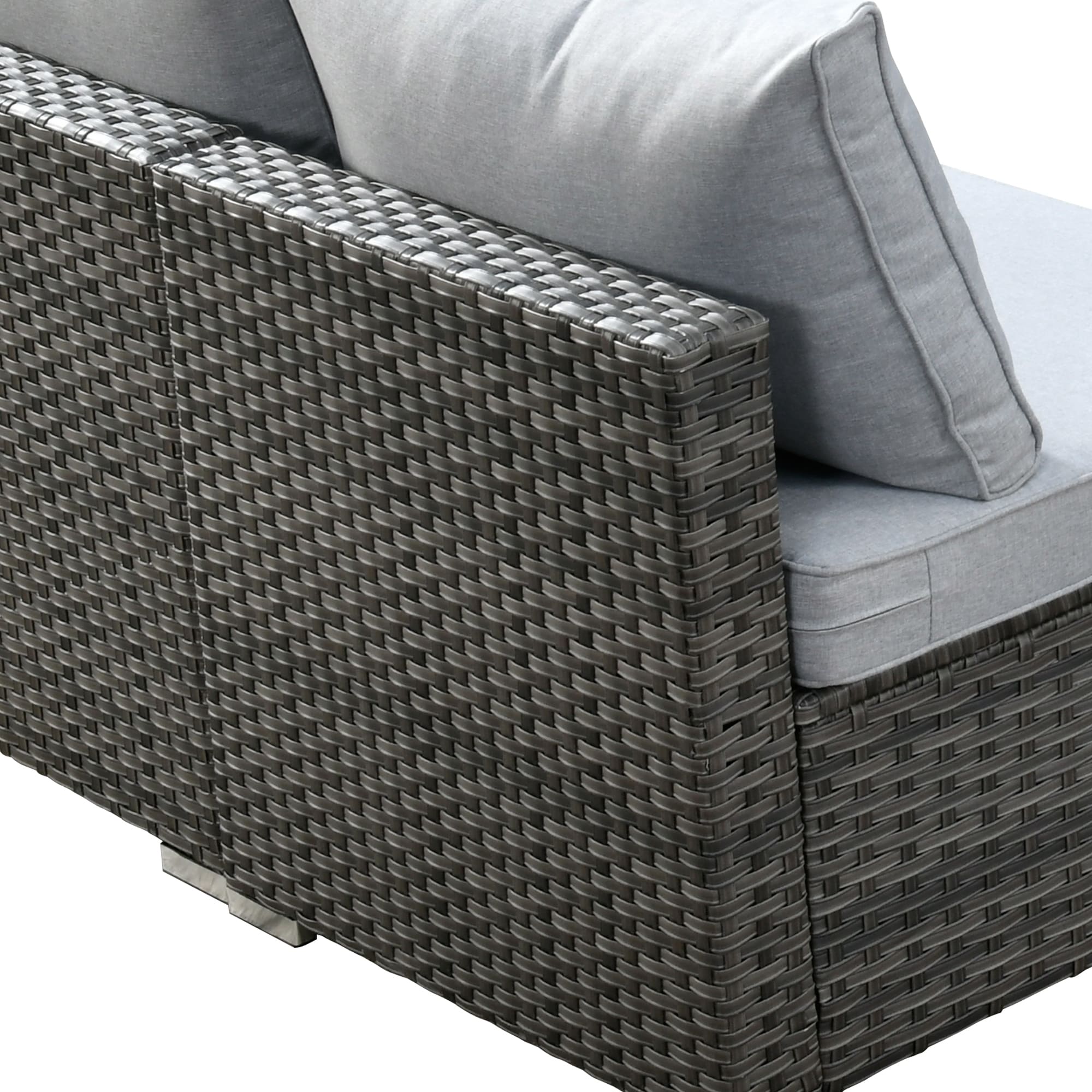 Ensemble de jardin sectionnel en rotin HOOOWOOO 6 pièces avec table et foyer