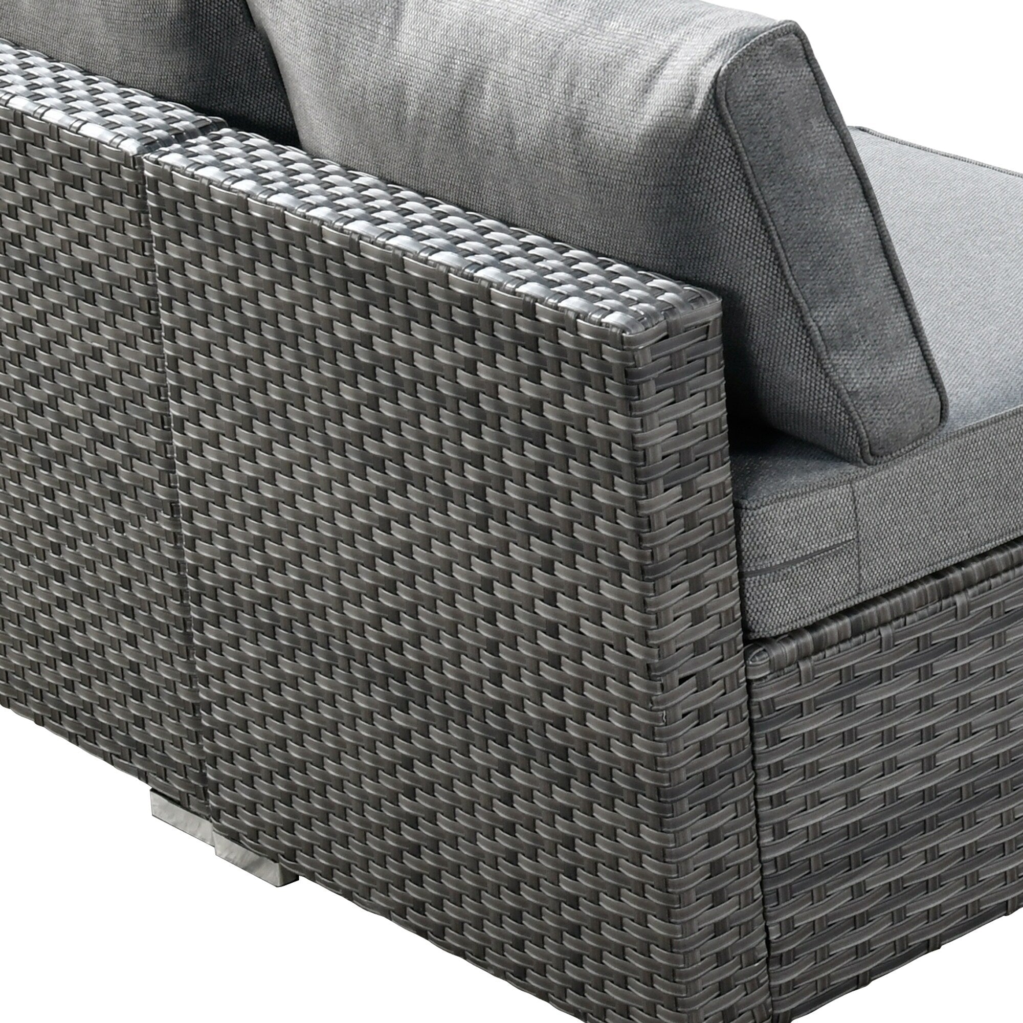 Ensemble de jardin sectionnel en rotin HOOOWOOO 6 pièces avec table et foyer