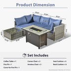 Ensemble de jardin sectionnel en rotin HOOOWOOO 6 pièces avec table et foyer