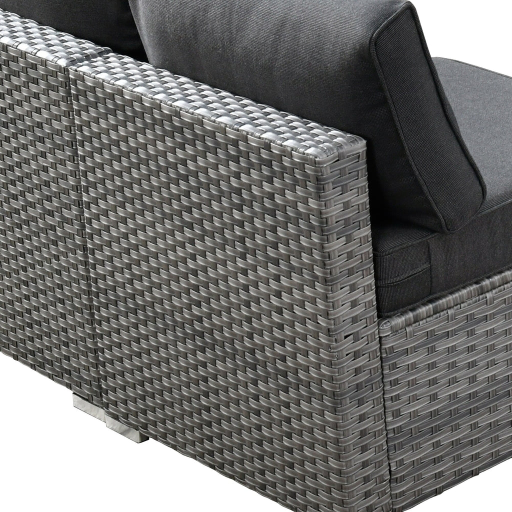 Ensemble de jardin sectionnel en rotin HOOOWOOO 6 pièces avec table et foyer