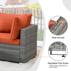 Ensemble de jardin sectionnel en rotin HOOOWOOO 6 pièces avec table et foyer
