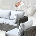 Ensemble de 9 meubles d'extérieur en rotin gris HOOOWOOO avec foyer et chaises pivotantes
