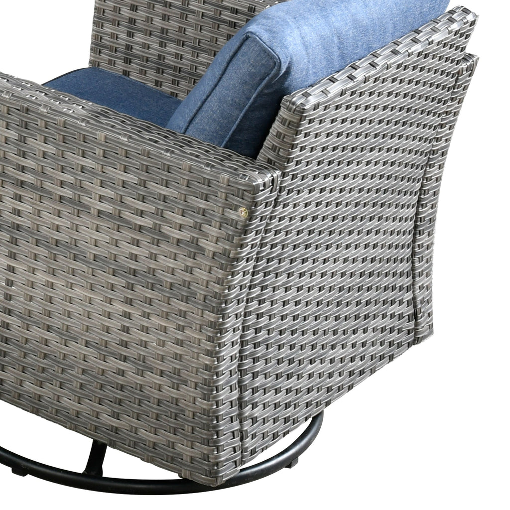 Ensemble de 9 meubles d'extérieur en rotin gris HOOOWOOO avec foyer et chaises pivotantes
