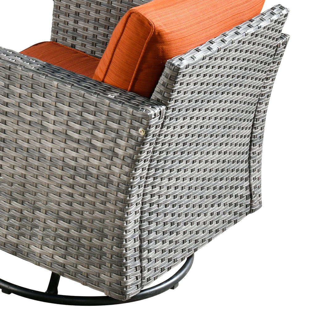 Ensemble de 9 meubles d'extérieur en rotin gris HOOOWOOO avec foyer et chaises pivotantes
