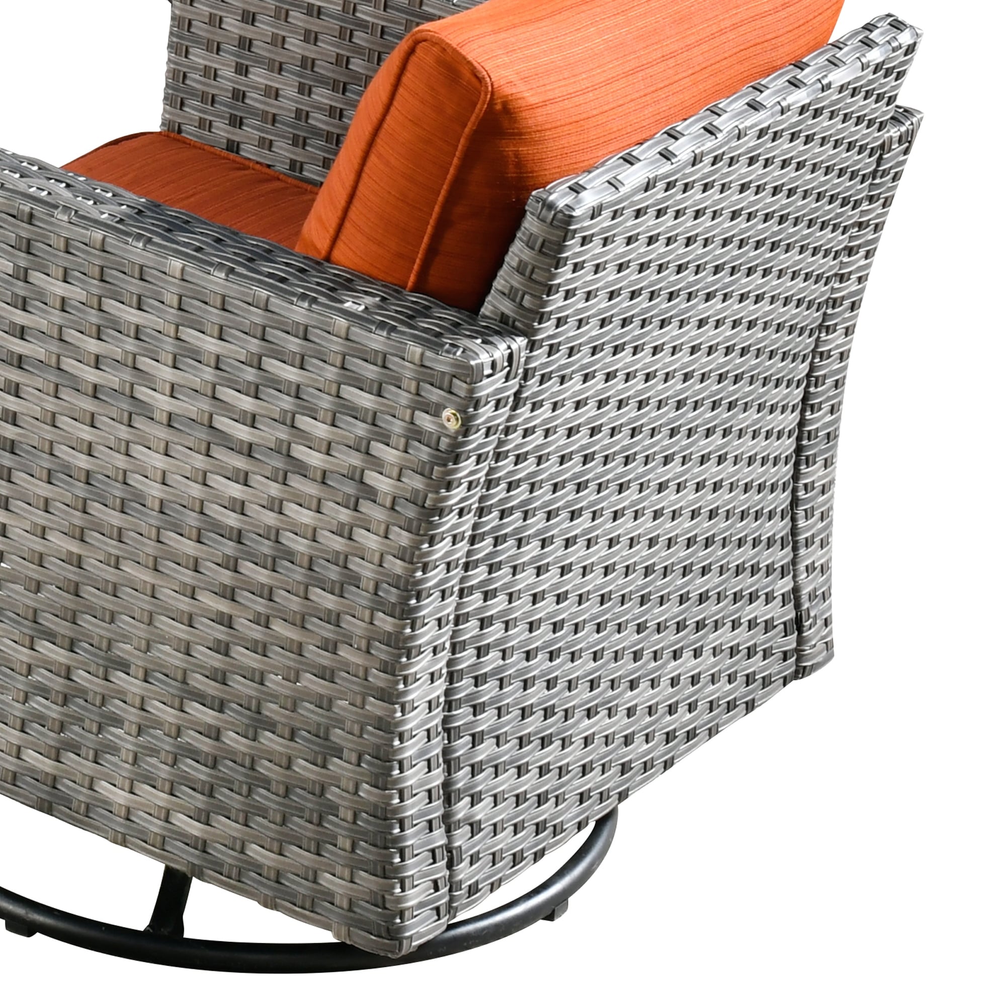 Ensemble de 9 meubles d'extérieur en rotin gris HOOOWOOO avec foyer et chaises pivotantes