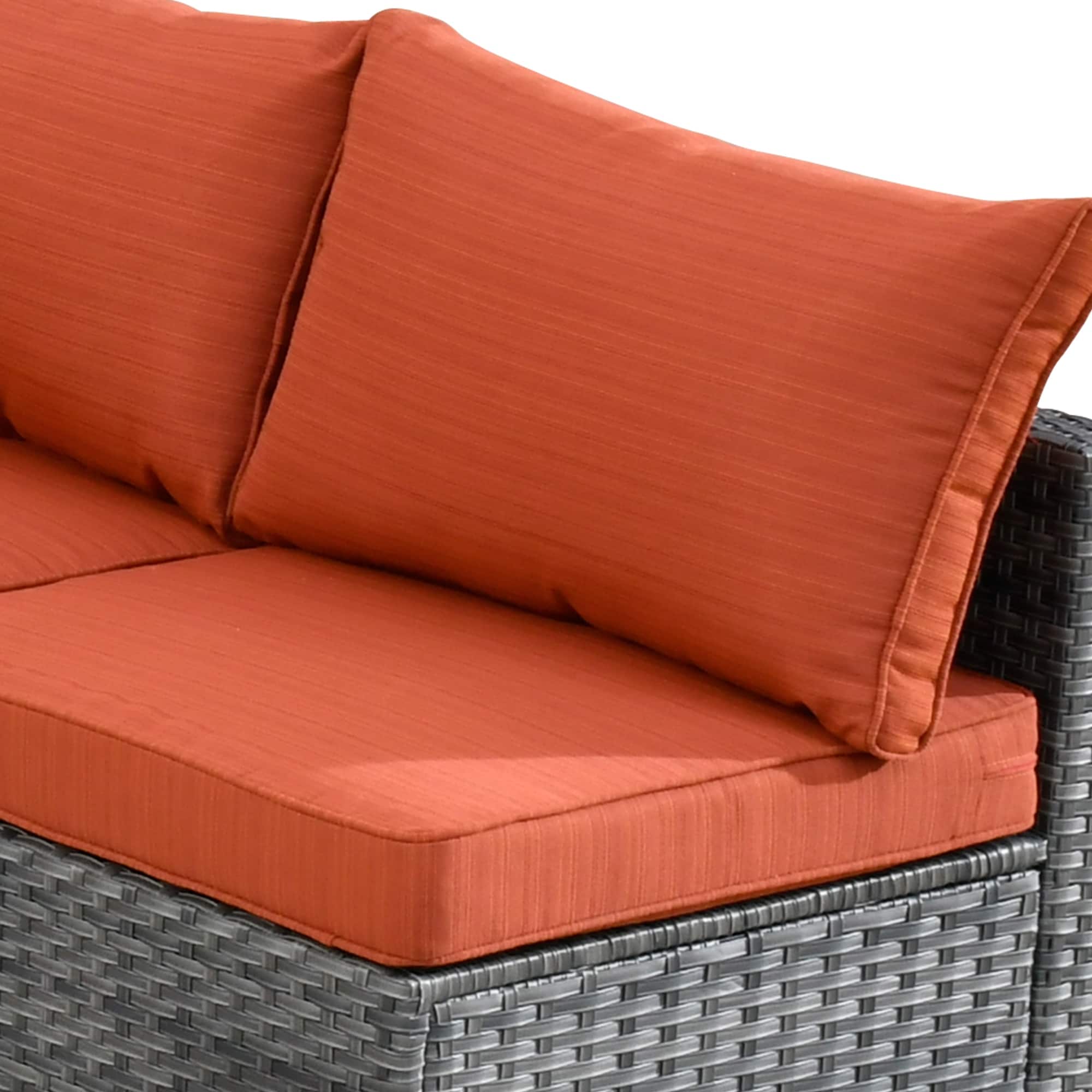 Ensemble de 9 meubles d'extérieur en rotin gris HOOOWOOO avec foyer et chaises pivotantes