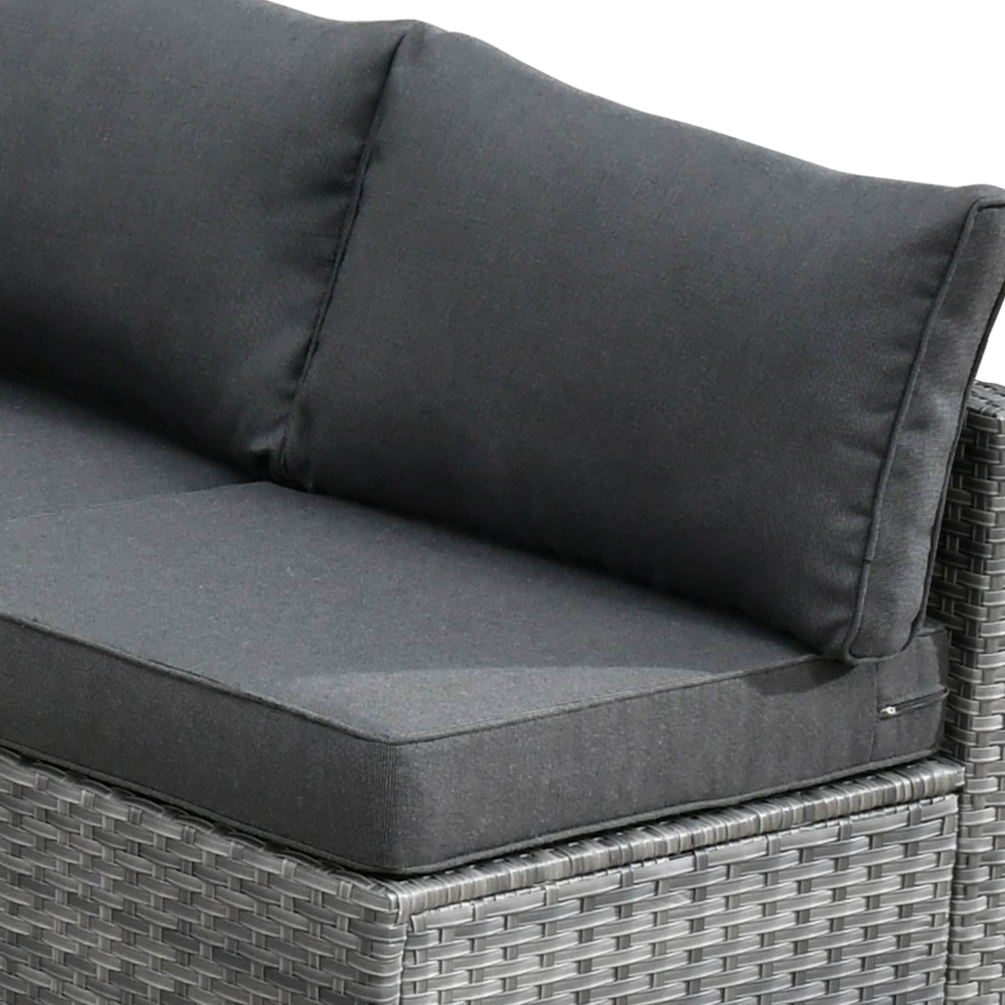 Ensemble de 9 meubles d'extérieur en rotin gris HOOOWOOO avec foyer et chaises pivotantes