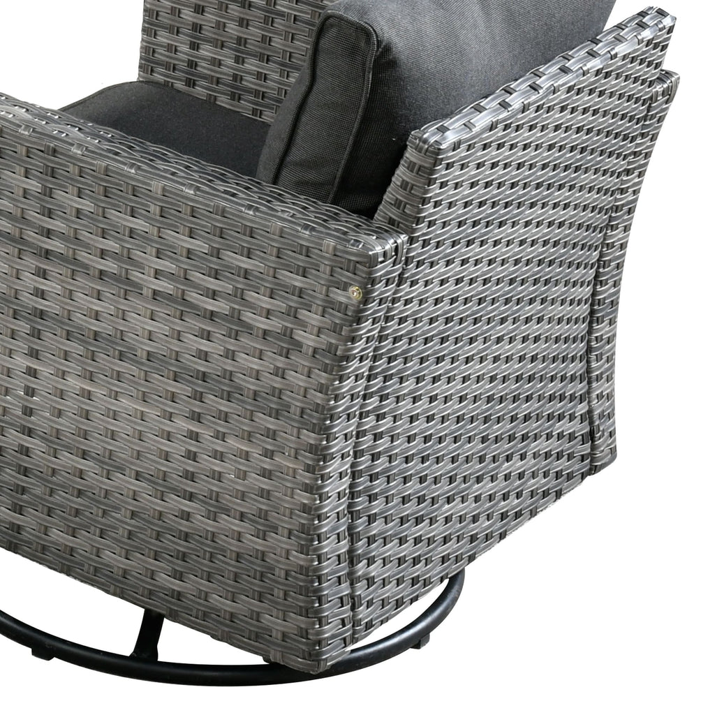Ensemble de 9 meubles d'extérieur en rotin gris HOOOWOOO avec foyer et chaises pivotantes