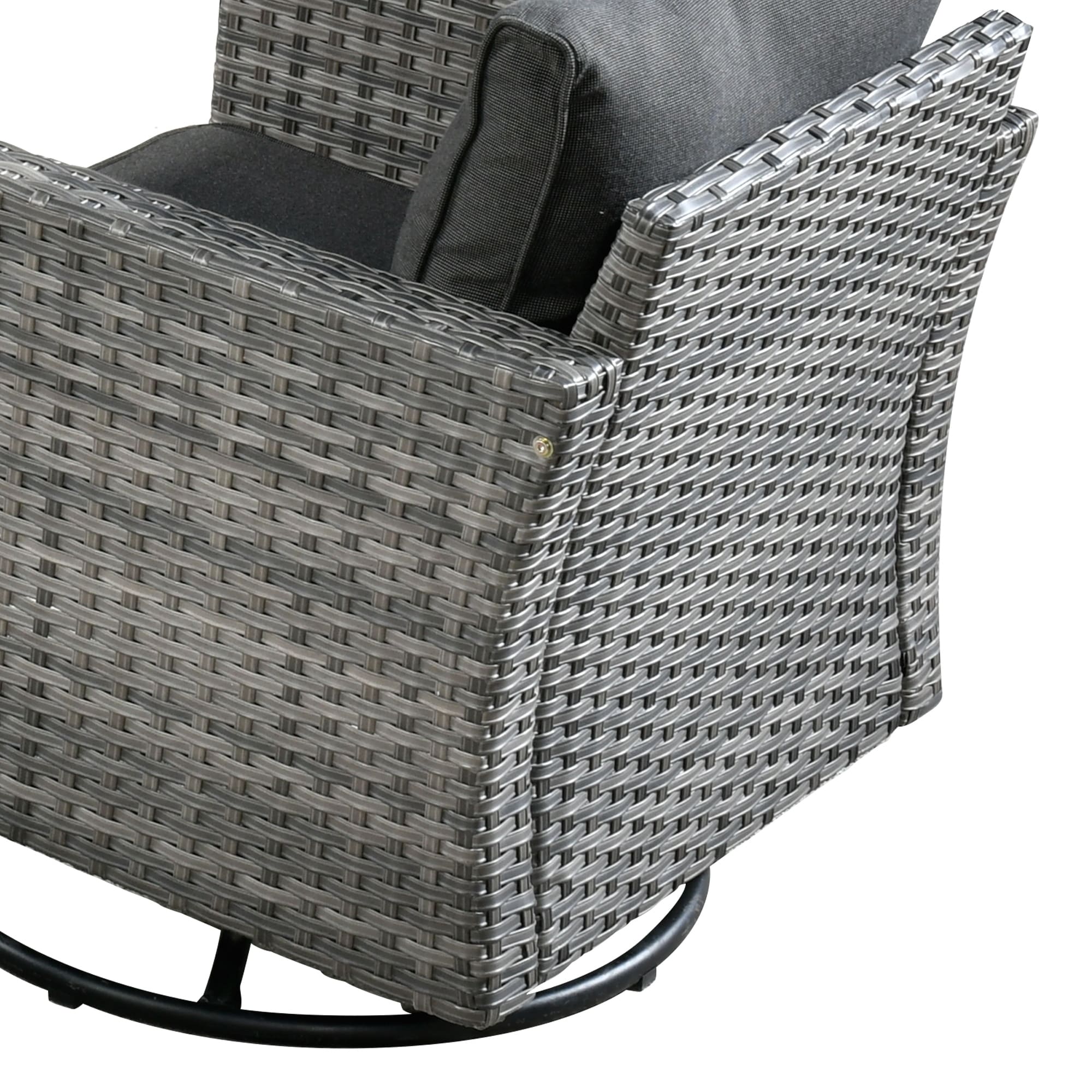 Ensemble de 9 meubles d'extérieur en rotin gris HOOOWOOO avec foyer et chaises pivotantes