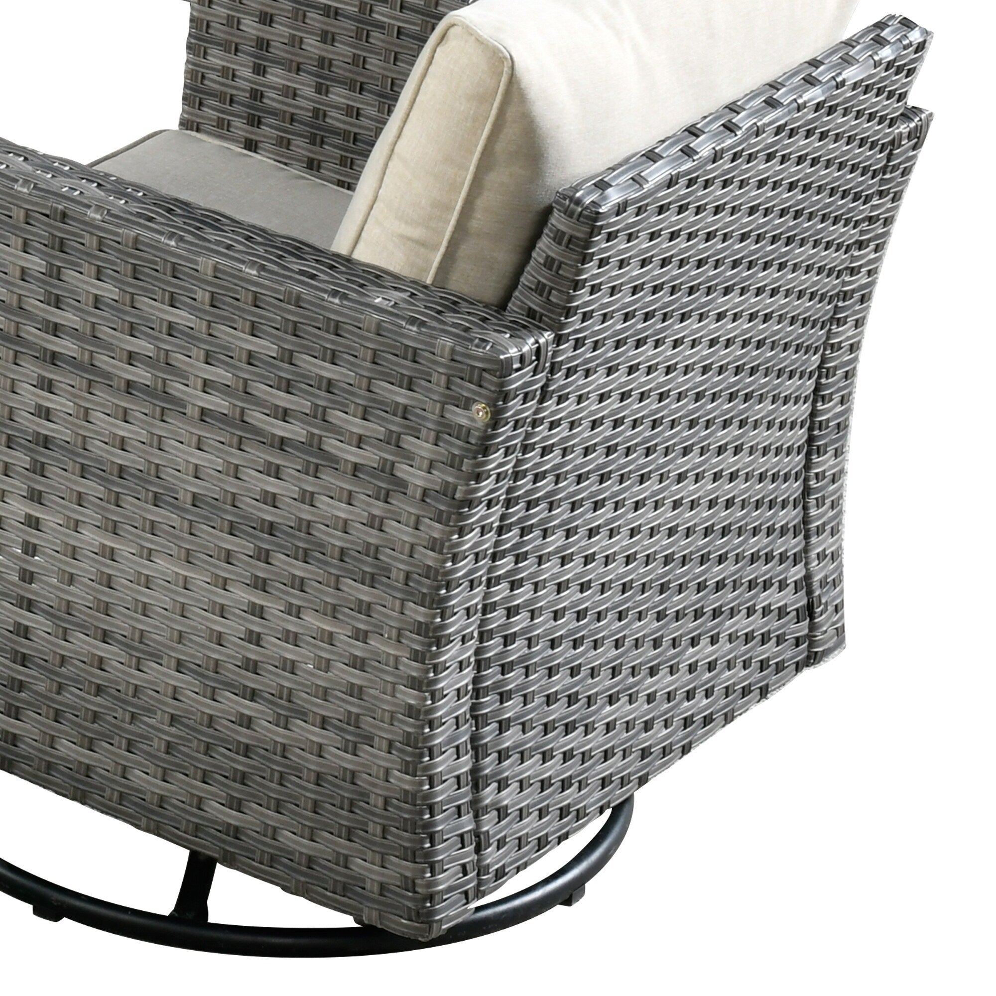 Ensemble de 9 meubles d'extérieur en rotin gris HOOOWOOO avec foyer et chaises pivotantes