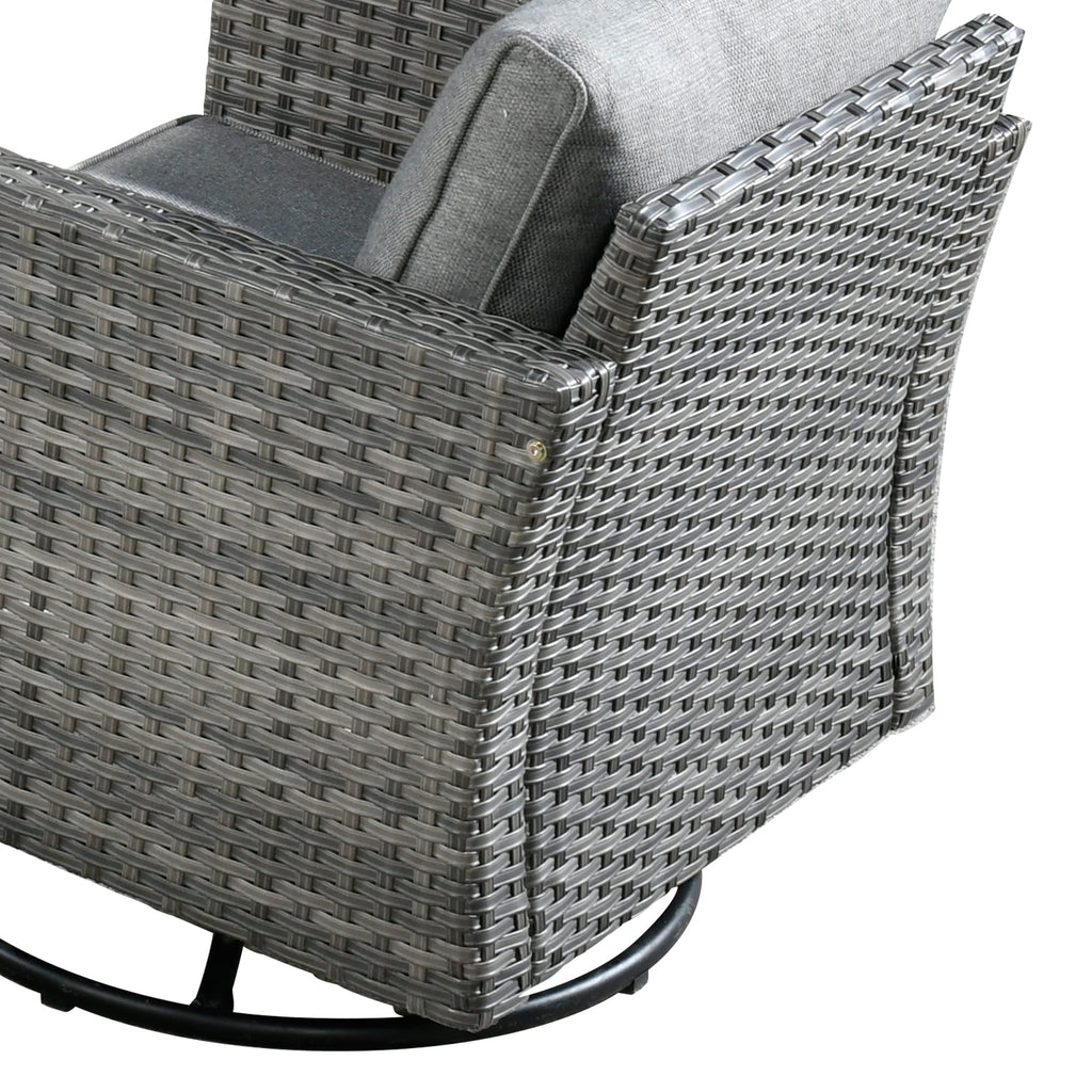 Ensemble de 9 meubles d'extérieur en rotin gris HOOOWOOO avec foyer et chaises pivotantes