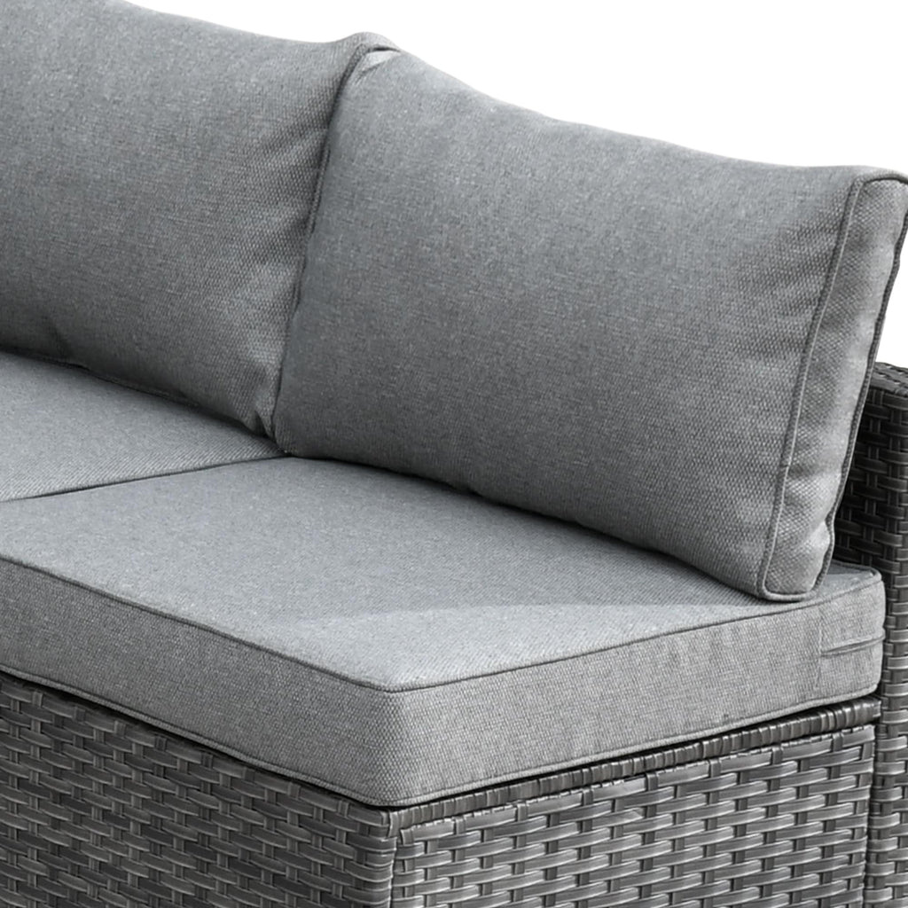 Ensemble de 9 meubles d'extérieur en rotin gris HOOOWOOO avec foyer et chaises pivotantes