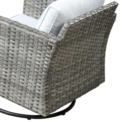 Ensemble de 9 meubles d'extérieur en rotin gris HOOOWOOO avec foyer et chaises pivotantes