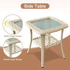 Ensemble de 6 meubles de jardin en osier HOOOWOOO avec foyer et chaise berçante pivotante