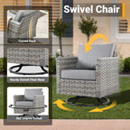 Ensemble de 4 chaises pivotantes en osier avec foyer à bois HOOOWOOO