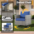 Ensemble de 4 chaises pivotantes en osier avec foyer à bois HOOOWOOO