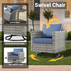 Ensemble de 4 chaises pivotantes en osier avec foyer à bois HOOOWOOO