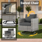 Ensemble de 4 chaises pivotantes en osier avec foyer à bois HOOOWOOO