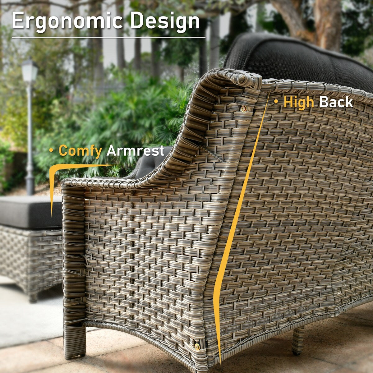 Ensemble de 9 chaises pivotantes d'extérieur à dossier haut en osier HOOOWOOO