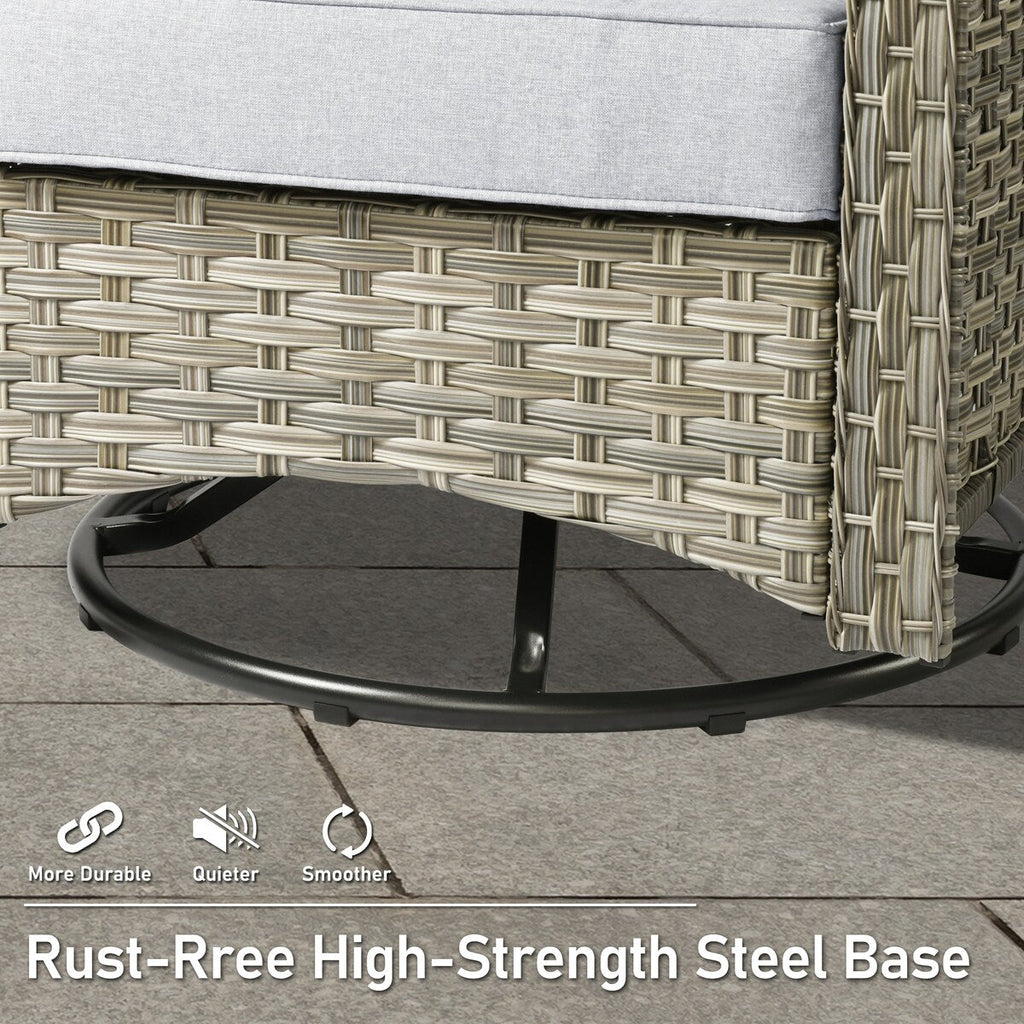 Ensemble de 9 chaises pivotantes d'extérieur à dossier haut en osier HOOOWOOO