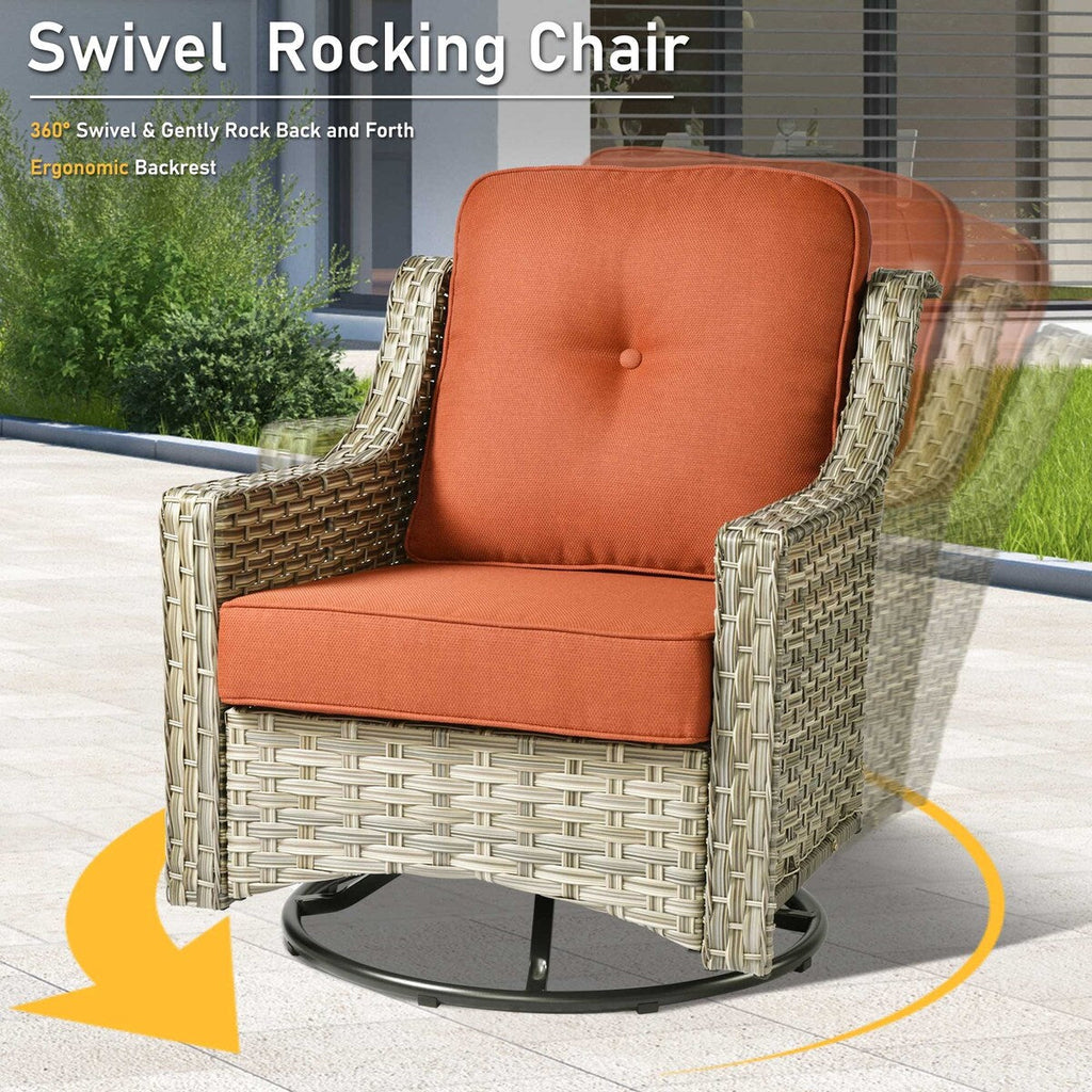 Ensemble de 9 chaises pivotantes d'extérieur à dossier haut en osier HOOOWOOO
