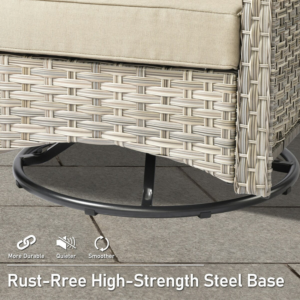 Ensemble de 9 chaises pivotantes d'extérieur à dossier haut en osier HOOOWOOO