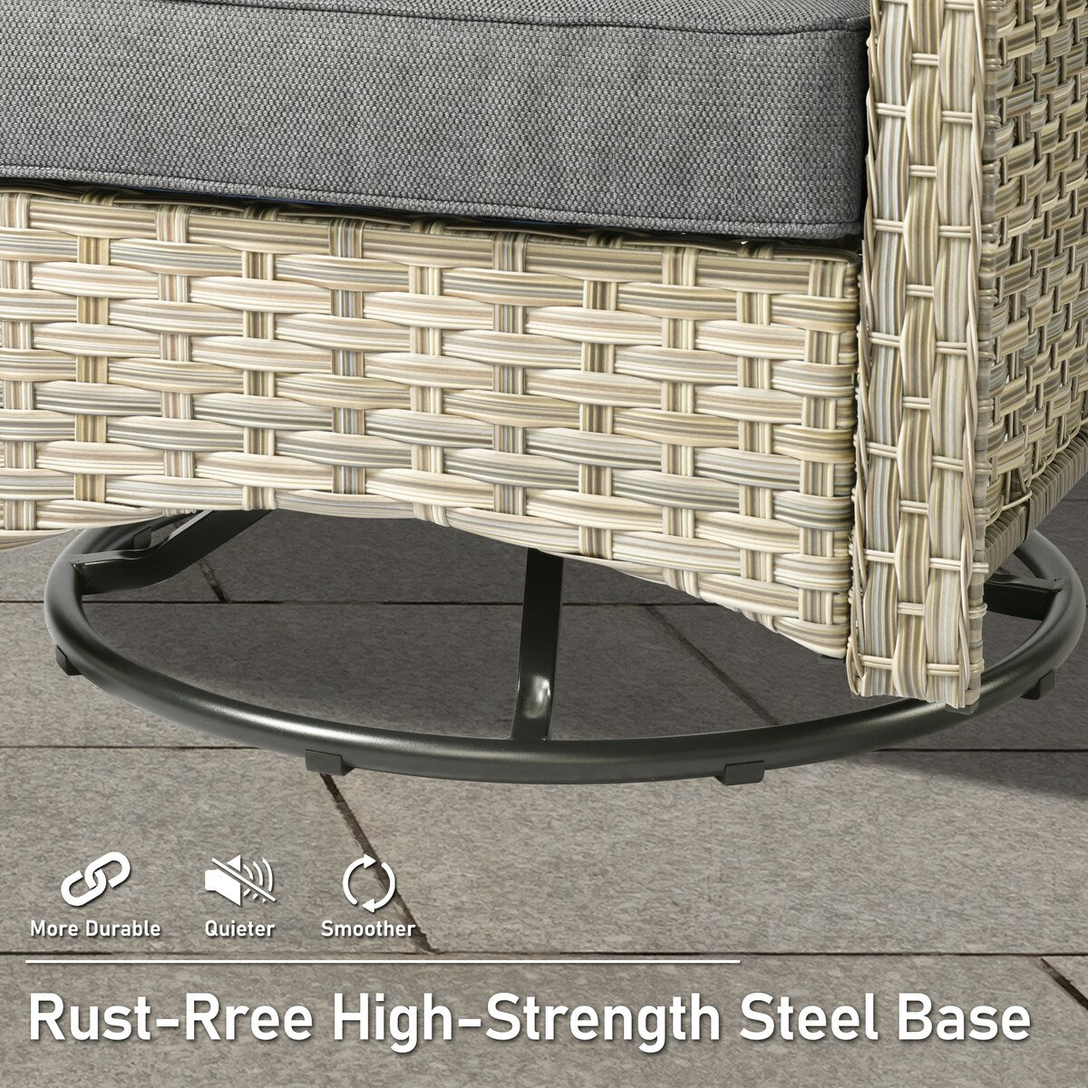 Ensemble de 9 chaises pivotantes d'extérieur à dossier haut en osier HOOOWOOO