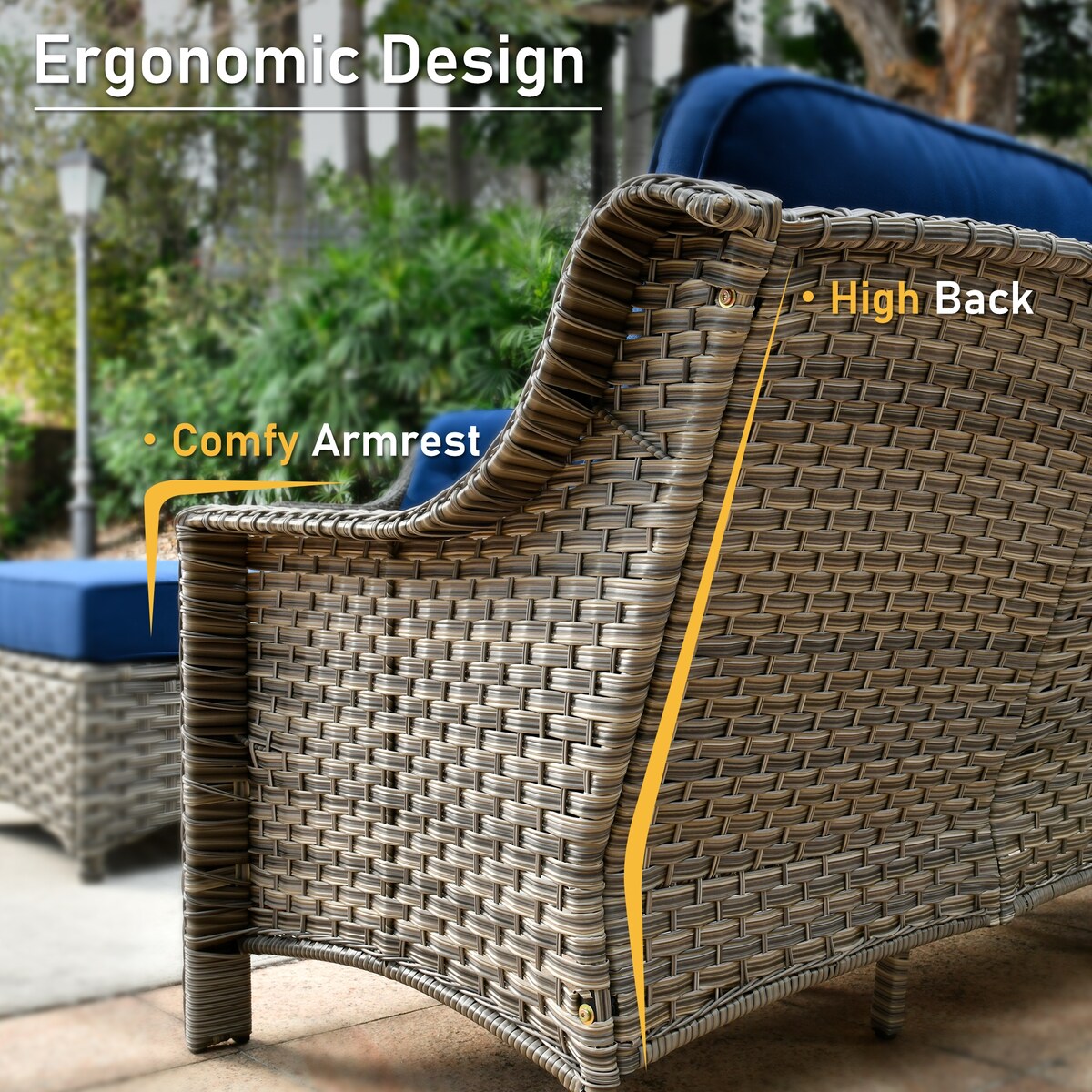 Ensemble de 9 chaises pivotantes d'extérieur à dossier haut en osier HOOOWOOO