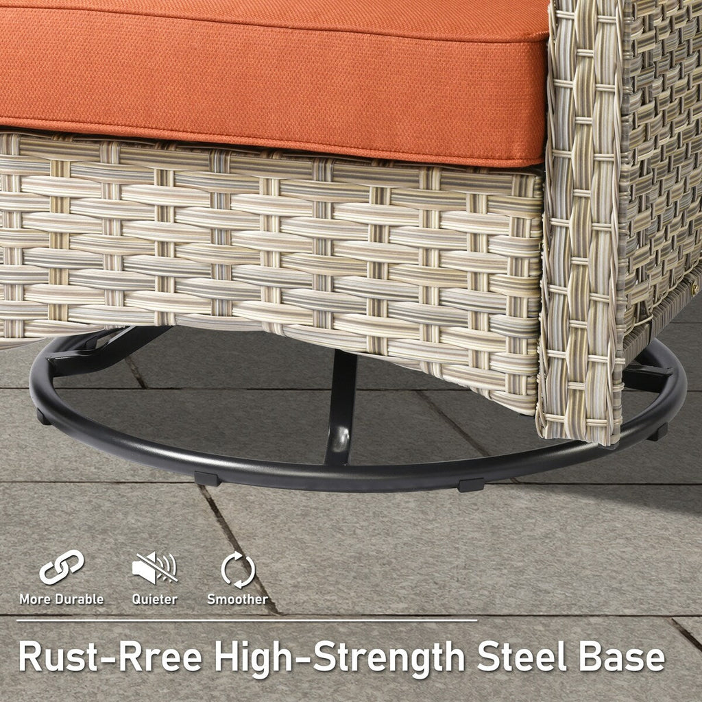 Ensemble de 9 chaises pivotantes d'extérieur à dossier haut en osier HOOOWOOO