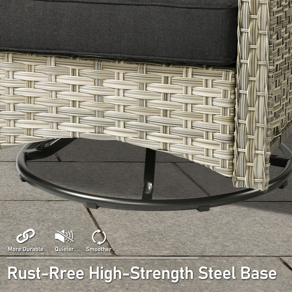 Ensemble de 9 chaises pivotantes d'extérieur à dossier haut en osier HOOOWOOO
