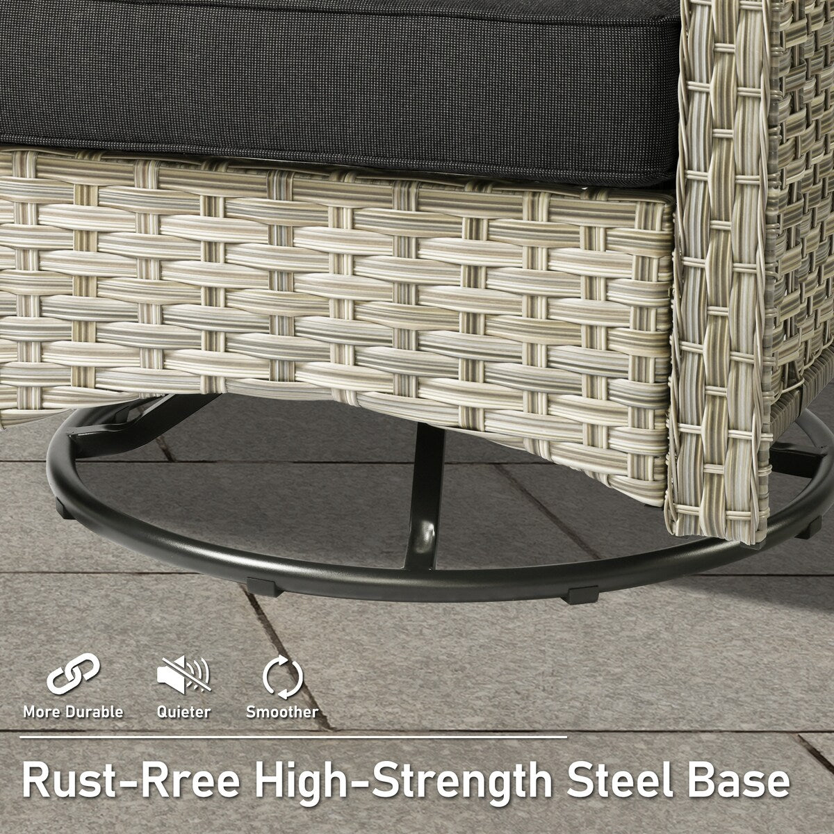 Ensemble de 9 chaises pivotantes d'extérieur à dossier haut en osier HOOOWOOO