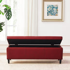 Pouf de rangement rectangulaire rembourré en similicuir (50,3 x 17,50 x 18 po)