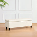 Pouf de rangement rectangulaire rembourré en similicuir (50,3 x 17,50 x 18 po)