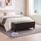 Pouf de rangement rectangulaire rembourré en similicuir (50,3 x 17,50 x 18 po)