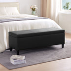 Pouf de rangement rectangulaire rembourré en similicuir (50,3 x 17,50 x 18 po)