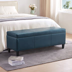 Pouf de rangement rectangulaire rembourré en similicuir (50,3 x 17,50 x 18 po)